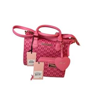 Juicy Couture Fame Satchel & Miss Juicy Double Med Zip Wallet Pink Lemonade NWT